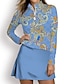 abordables Vêtements de golf pour femmes-Femme T-shirt POLO Bleu manche longue Protection Solaire Top Cachemire Automne Hiver Vêtements de golf pour femmes, tenues, vêtements