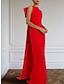 billige Aftenkjoler-skede rød grøn kjole aftenkjole elegant kjole formelt feje/børstetog ærmeløs juvelhals stretchstof med sløjfe(r) 2024