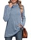 preiswerte Basic-Damenoberteile-Hemd Bluse Damen Armeegrün Blau Purpur Solide / einfarbig Gespleisst B¨¹ro Täglich Modisch Stehkragen Regular Fit S
