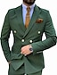 cheap Suits-Green Black White Ivory Men&#039;s Prom Suits Fall Wedding Suits 2 Piece Plus Size Solid Colored Standard Fit Double Breasted Six-buttons 2024