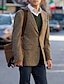 abordables chaqueta-Chaqueta tipo blazer de tweed en espiga para hombre, vintage, talla grande, corte regular a medida, botonadura simple, dos botones, verde caqui 2024