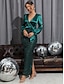 cheap Sequin Dresses-Women&#039;s Black Sequin Dress Prom Dress Party Dress Sparkly Dress Black Dress Satin Dress Midi Dress Green Long Sleeve Sparkly Glitter Fall Winter V Neck Modern