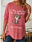 preiswerte T-Shirts für Damen-Damen T Shirt Katze Buchstabe Bedruckt Wochenende Fest / Feiertage Lustig Langarm Rundhalsausschnitt Weiß Frühling &amp; Herbst