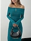 cheap Party Dresses-Women&#039;s Party Dress Split Off Shoulder Long Sleeve Midi Dress Vacation Black Blue Spring Winter