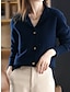 cheap Cardigans-Women&#039;s Cardigan Stand Collar Ribbed Knit Polyester Button Knitted Fall Winter Regular Outdoor Daily Going out Stylish Casual Soft Long Sleeve Solid Color Navy Blue Camel Brown S M L