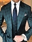 billiga Kostymer-gröna rutiga bröllopsdräkter för män 3 delar plus size rutig skräddarsydd passform enkelknäppta tvåknappar 2024