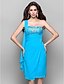 cheap Special Occasion Dresses-Sheath / Column One Shoulder Knee Length Chiffon Dress with Beading / Crystals / Lace by TS Couture®