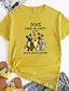 levne Dámská trička-Dámské Tričko Pes Krátký rukáv Denní Základní Do U Standardní Bavlna S