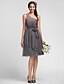 cheap Bridesmaid Dresses-A-Line Bridesmaid Dress One Shoulder Sleeveless Elegant Knee Length Chiffon with Draping / Flower 2022