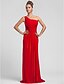 cheap Bridesmaid Dresses-Sheath / Column One Shoulder Floor Length Chiffon Bridesmaid Dress with Ruched Criss Cross Split Front by LAN TING BRIDE®