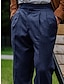 رخيصةأون سروال اللباس-رجالي بدلة السراويل الشتوية بنطلونات سروال البدلة سروال تويد جيب 平织 راحة متنفس الأماكن المفتوحة مناسب للبس اليومي مناسب للخارج موضة كاجوال أزرق داكن