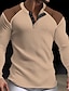 tanie Męskie koszulki casual-Męskie Podkoszulek Koszula Henley z waflami Koszula Henley Koszulka Koszulka z długim rękawem Kolorowy blok Henley Ulica Urlop Długi rękaw Niejednolita całość Odzież Moda Designerskie Podstawowy