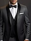 Χαμηλού Κόστους Κοστούμια σμόκιν-μαύρα ανδρικά κοστούμια χορού Σμόκιν για σάλι 3 τεμαχίων γιακά μονόχρωμο συν μέγεθος προσαρμοσμένο σε μονό στήθος με ένα κουμπί 2024