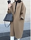 cheap Women&#039;s Coats &amp; Trench Coats-Women&#039;s Overcoat Long Coat Open Front Lapel Trench Coat Warm Winter Coat with Pocket Casual Street Outerwear Long Sleeve Fall