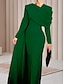 billiga Aftonklänningar-slida röd svart röd grön klänning aftonklänning elegant cape klänning formell höstsvep / borsttåg långärmad cowl neck stretch tyg med knappar slits 2024