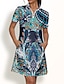 billiga Designerkollektion-Dam golfklänning Mörk Marin Ljusblå Kortärmad Solskydd Klänningar Paisley Golfkläder för damer Kläder Outfits Bär kläder