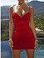 cheap Sexy Dresses-Women&#039;s Bodycon Slip Dress Ruched Sleeveless Mini Dress Wedding Beach Black Wine Summer Spring