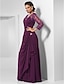 Χαμηλού Κόστους Βραδινά Φορέματα-Ίσια Γραμμή Κομψό Φόρεμα Επίσημο Βραδινό Γαμήλιο Πάρτι Μακρύ 3/4 Μήκος Μανικιού Λαιμόκοψη V Σιφόν με Δαντέλα Χιαστί Χάντρες 2023