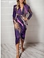 cheap Party Dresses-Women&#039;s Party Dress Cocktail Dress Wedding Guest Dress Midi Dress Blue Purple Long Sleeve Ombre Ruched Spring Fall Winter V Neck Party Wedding Guest Vacation 2023 S M L XL XXL 3XL