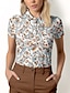 abordables Ropa de golf femenina-Mujer Camisas de polo Morado Manga Corta Protección Solar Camiseta Floral Ropa de golf para damas Ropa Trajes Ropa Ropa