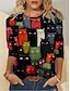 abordables Camisetas de mujer-Mujer Camiseta Gato Estampado Diario Fin de semana Moda Manga Larga Escote Redondo Negro Primavera &amp; Otoño