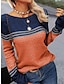 cheap Sweaters-Women&#039;s Pullover Sweater Jumper Crew Neck Ribbed Knit Acrylic Patchwork Fall Winter Regular Outdoor Daily Going out Stylish Casual Soft Long Sleeve Color Block Striped Black White Pink S M L