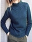 cheap Sweaters-Women&#039;s Pullover Sweater Jumper Turtleneck Cable Knit Spandex Oversized Fall Winter Regular Outdoor Daily Holiday Stylish Casual Soft Long Sleeve Solid Color Black Wine Blue S M L