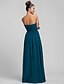 Χαμηλού Κόστους Φορέματα Παρανύμφων-Ίσια Γραμμή Στράπλες Μακρύ Σιφόν Φόρεμα Παρανύμφων με Πλαϊνό ντραπέ / Βολάν με LAN TING BRIDE®