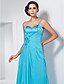 cheap Special Occasion Dresses-A-Line One Shoulder Sweep / Brush Train Chiffon / Stretch Satin Dress with Embroidery / Ruched / Flower by TS Couture®