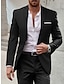 preiswerte Anzüge-Schwarz-Weiß-Elfenbeinfarbener Herren-Hochzeitsanzug, einfarbig, 2-teilig, maßgeschneiderte Passform, einreihig, mit einem Knopf, 2024