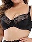 cheap Sexy Lingerie-Women&#039;s Plus Size Lace Embroidery Bra Solid Home Daily Bed Nylon Breathable Straps Sleeveless Backless Summer Spring Black White