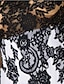 halpa Cocktailmekot-tuppi / pylväs cocktail musta mekko tyylikäs mekko syksyinen häävierasmekko äidille colorblock teepituus pitkähihainen olkapäältä joustava kangas applikaatioilla 2024