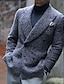 Недорогие Блейзер и куртка-Мужской модный повседневный пиджак флисовый пиджак с нагрудным карманом плюс размер стандартного кроя однотонный двубортный с шестью пуговицами фиолетовый серый 2024