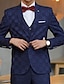 cheap Suits-Royal Blue/Black/Burgundy Men&#039;s Plaid Wedding Suits  Business Banquet 3 Piece Tailored Fit Suit Single Breasted One-button 2024