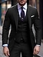 preiswerte Anzüge-Schwarzer burgunderroter marineblauer Herren-Hochzeitsanzug, dreiteilig, einfarbig, Slim-Fit, einreihig, zwei Knöpfe, 2024