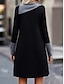 preiswerte schlichte Kleider-Damen Casual kleid Minikleid Patchwork Taste Arbeit Täglich Verabredung Modisch Modern Kargen Langarm Schwarz Farbe