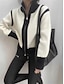 cheap Cardigans-Women&#039;s Cardigan Sweater Stand Collar Ribbed Knit Knit Patchwork Zipper Fall Winter Regular Outdoor Daily Going out Stylish Casual Soft Long Sleeve Color Block Black White Green S M L