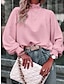 voordelige Basisshirts voor dames-Overhemd Blouse Dames Zwart Wit Blozend Roze Effen / effen kleur Pofmouw Dagelijks Modieus Hoge nek Normale pasvorm S