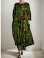 cheap Print Dresses-Women&#039;s Winter Dress Floral Print Crew Neck Long Dress Maxi Dress Daily Long Sleeve Fall Winter