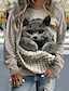 cheap Women&#039;s Hoodies &amp; Sweatshirts-Women&#039;s Sweatshirt Pullover Cat Casual Sports Gray Active Sportswear Round Neck Long Sleeve Top Micro-elastic Fall &amp; Winter