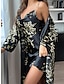 cheap Women&#039;s Robes-Women&#039;s Satin Silk Silp Lingerie and Robs 2Pcs Floral Print Cherry Casual Comfort Soft Home Daily Bed Satin Breathable Straps Sleeveless Strap Top Fall Winter Black Champagne