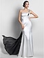 cheap Special Occasion Dresses-Mermaid / Trumpet Open Back Dress Formal Evening Military Ball Watteau Train Sleeveless One Shoulder Chiffon with Beading 2023