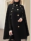 cheap Women&#039;s Coats &amp; Trench Coats-Women&#039;s Cloak / Capes Long Coat Winter Coat Thermal Warm Pea Coat Single Breasted Trench Coat Fall Party Elegant Lady Jacket Long Sleeve Black
