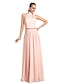 cheap Special Occasion Dresses-Sheath / Column Open Back Dress Prom Formal Evening Floor Length Sleeveless High Neck Chiffon with Bow(s) Criss Cross Beading 2024