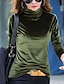 رخيصةأون ملابس علوية أساسية للنساء-قميص بلوزة نسائي أسود أخضر داكن بني لون خالص / عادي مثير مناسب للبس اليومي دافئ موضة رقبة عالية مخمل عادي S