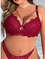 cheap Sexy Lingerie-Women&#039;s Plus Size Lace Bra Solid Undergarments Home Bed Breathable Straps Sleeveless Backless Summer Spring Black Wine