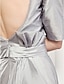 זול שמלות לאירועים מיוחדים-מעטפת \ עמוד גב פתוח שמלה ערב רישמי עד הריצפה חצי שרוול סקופ צוואר טפטה עם סרט פפיון(ים) קפלים 2023