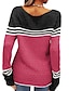 cheap Sweaters-Women&#039;s Pullover Sweater Jumper Crew Neck Ribbed Knit Acrylic Patchwork Fall Winter Regular Outdoor Daily Going out Stylish Casual Soft Long Sleeve Color Block Striped Black White Pink S M L