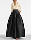 cheap Evening Dresses-A-Line Evening Gown Elegant Dress Wedding Black Tie Floor Length Long Sleeve V Neck Fall Wedding Guest Satin with Ruched Pocket 2024