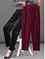 levne dámské společenské kalhoty-dámské kalhoty fleece flanelové kalhoty celopropínací móda streetwear outdoor street černá víno m l podzim zima